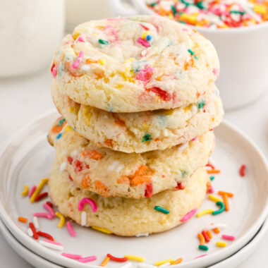 Stack of Funfetti Cake Mix Cookies