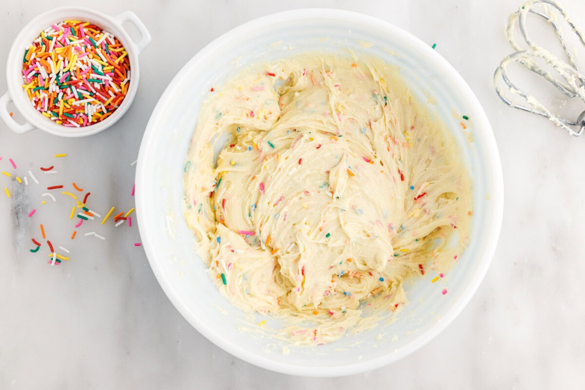 cake mix cookie dough batter with sprinkles