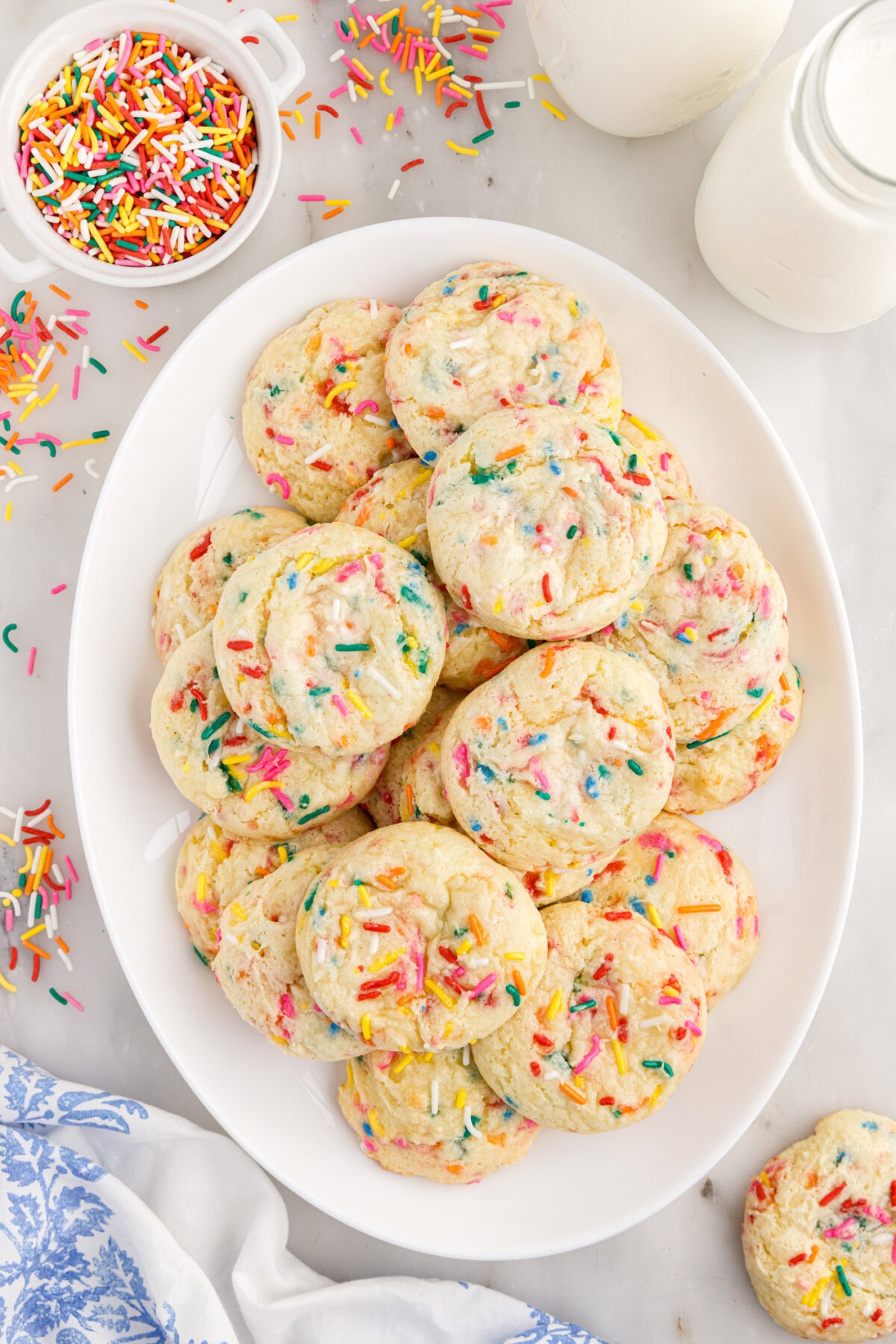 Platter of Funfetti Cake Mix Cookies