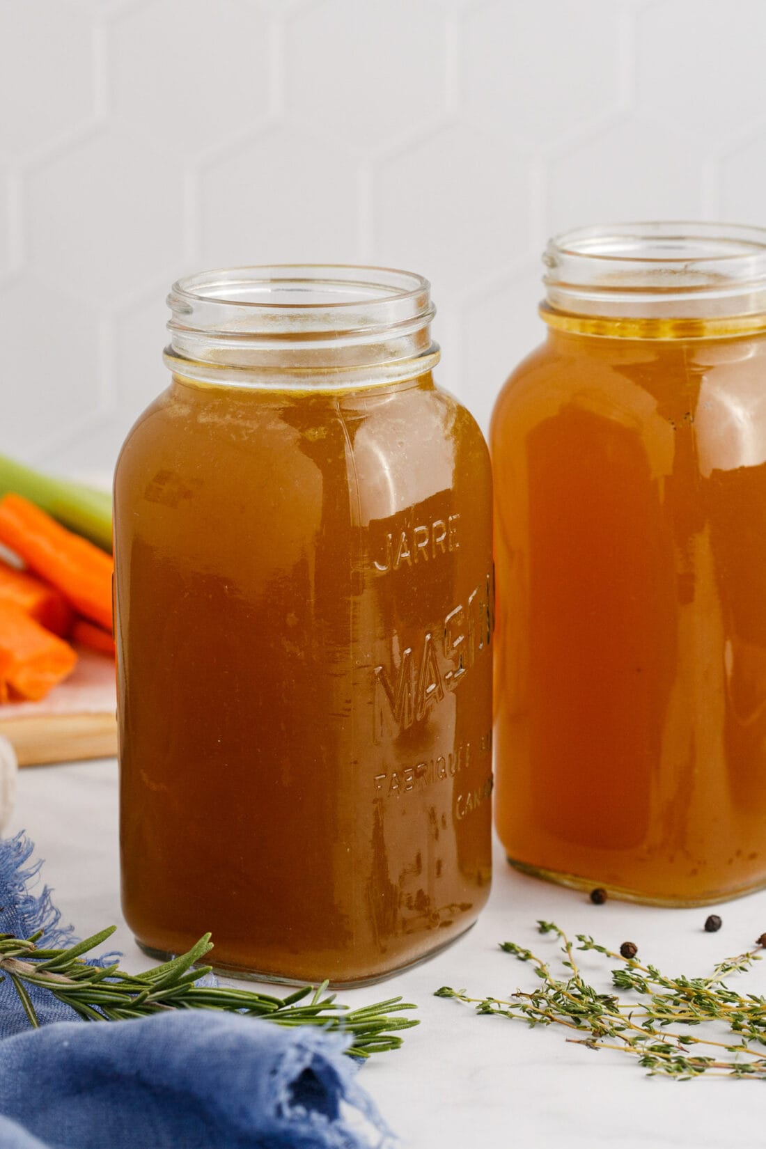 Two jars of Homemade Chicken Stock