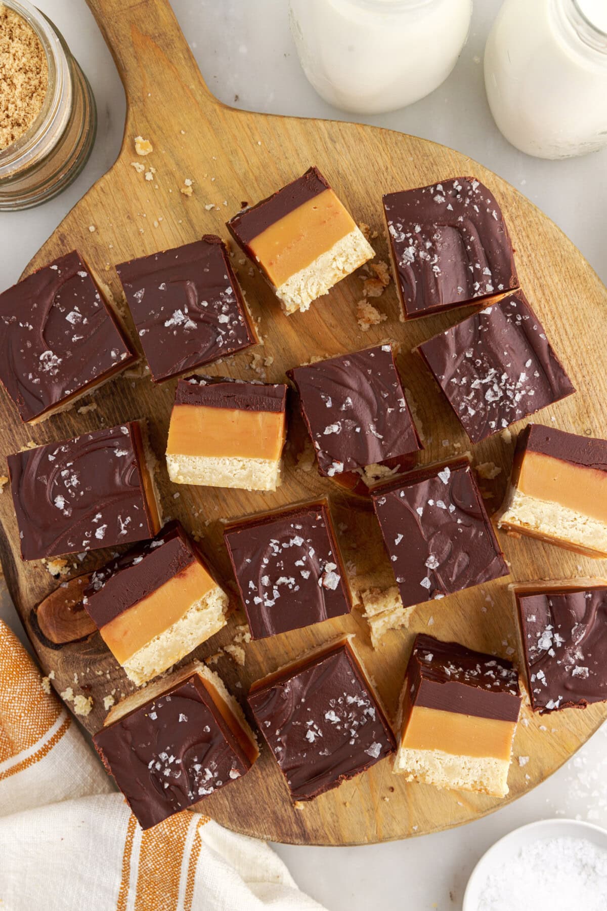 Millionaire’s Bars on a wooden board
