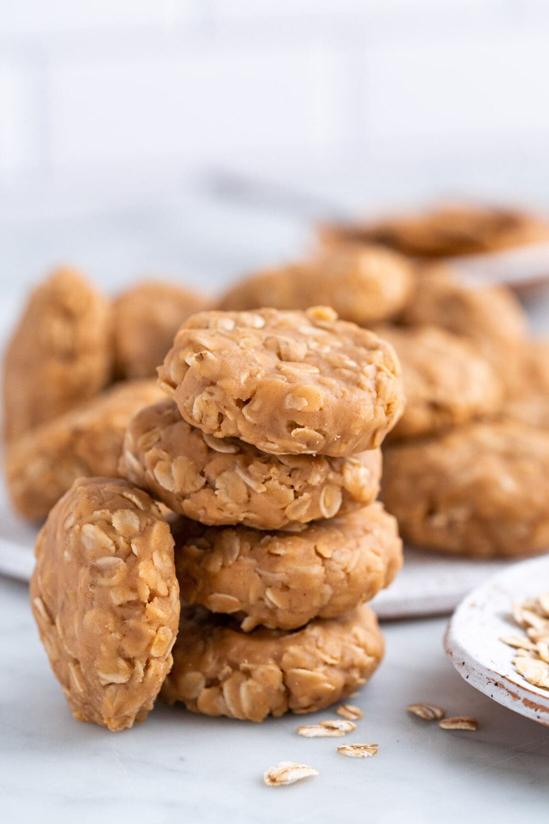 Stack of No Bake Peanut Butter Cookies