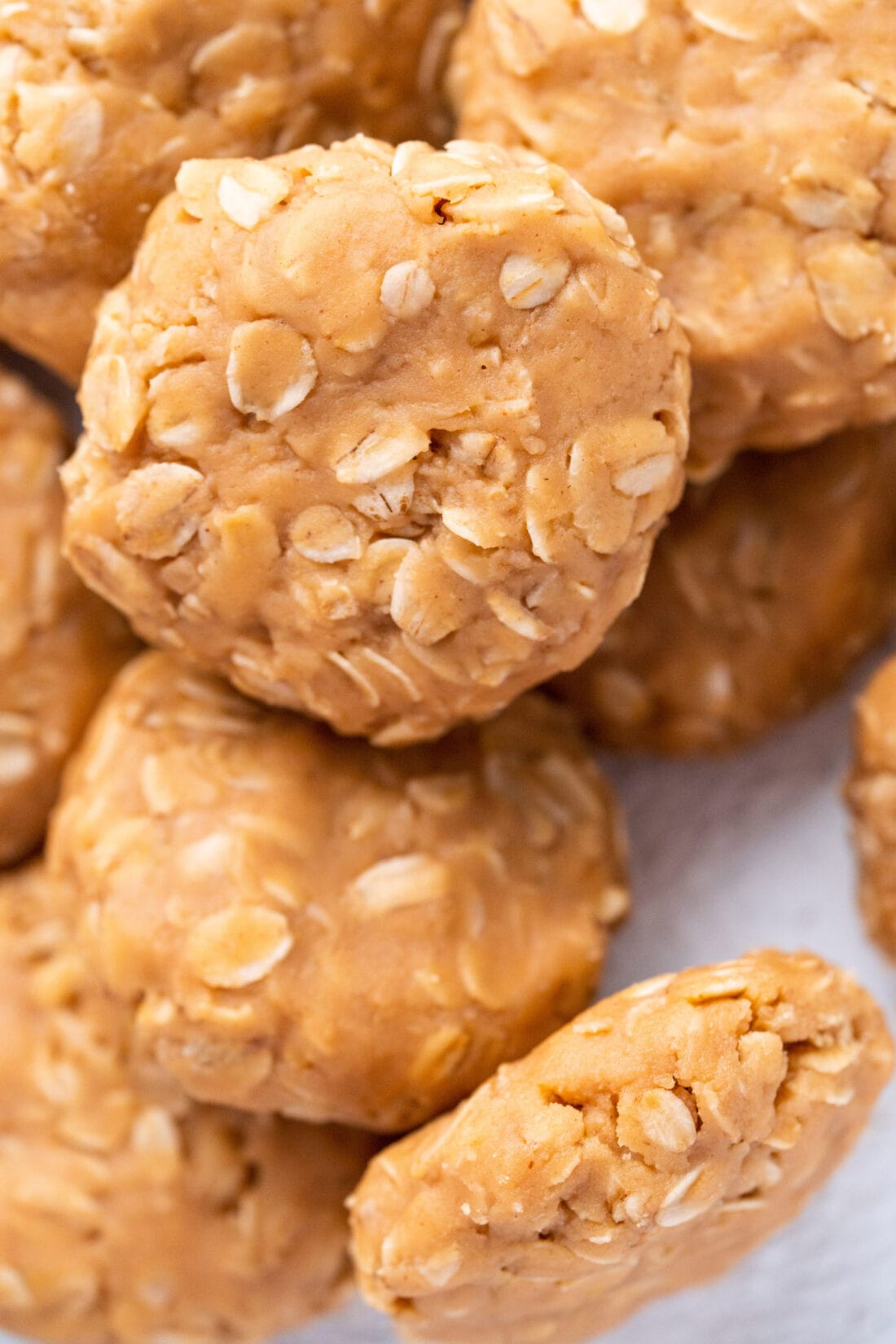 Close up photo of No Bake Peanut Butter Cookies