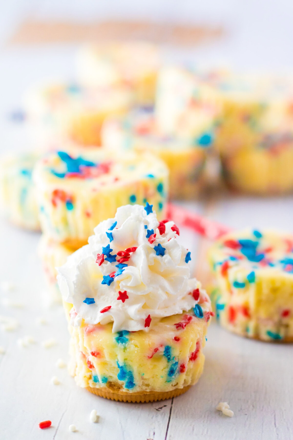Close up of a Patriotic Mini Cheesecake