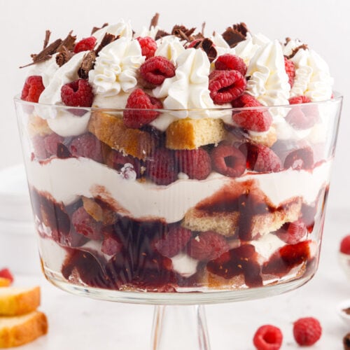 Close up side shot of a Raspberry Trifle