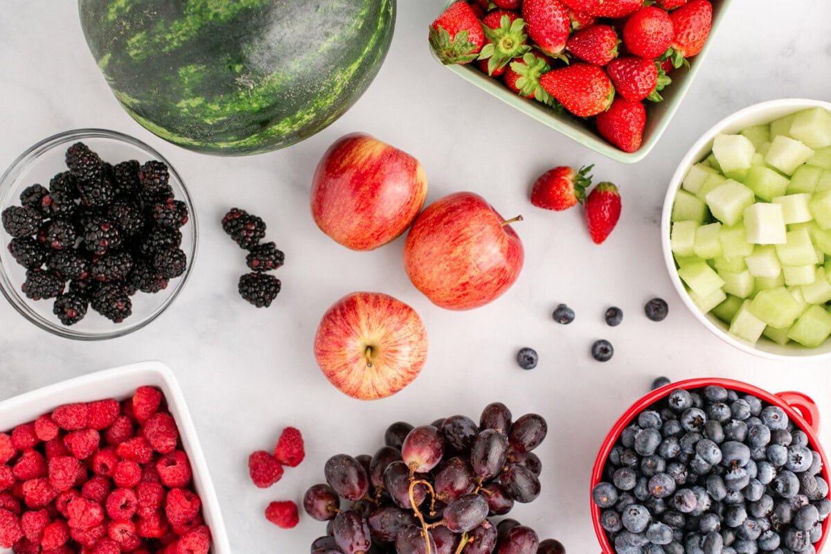 Ingredients for Red White & Blue Fruit Salad