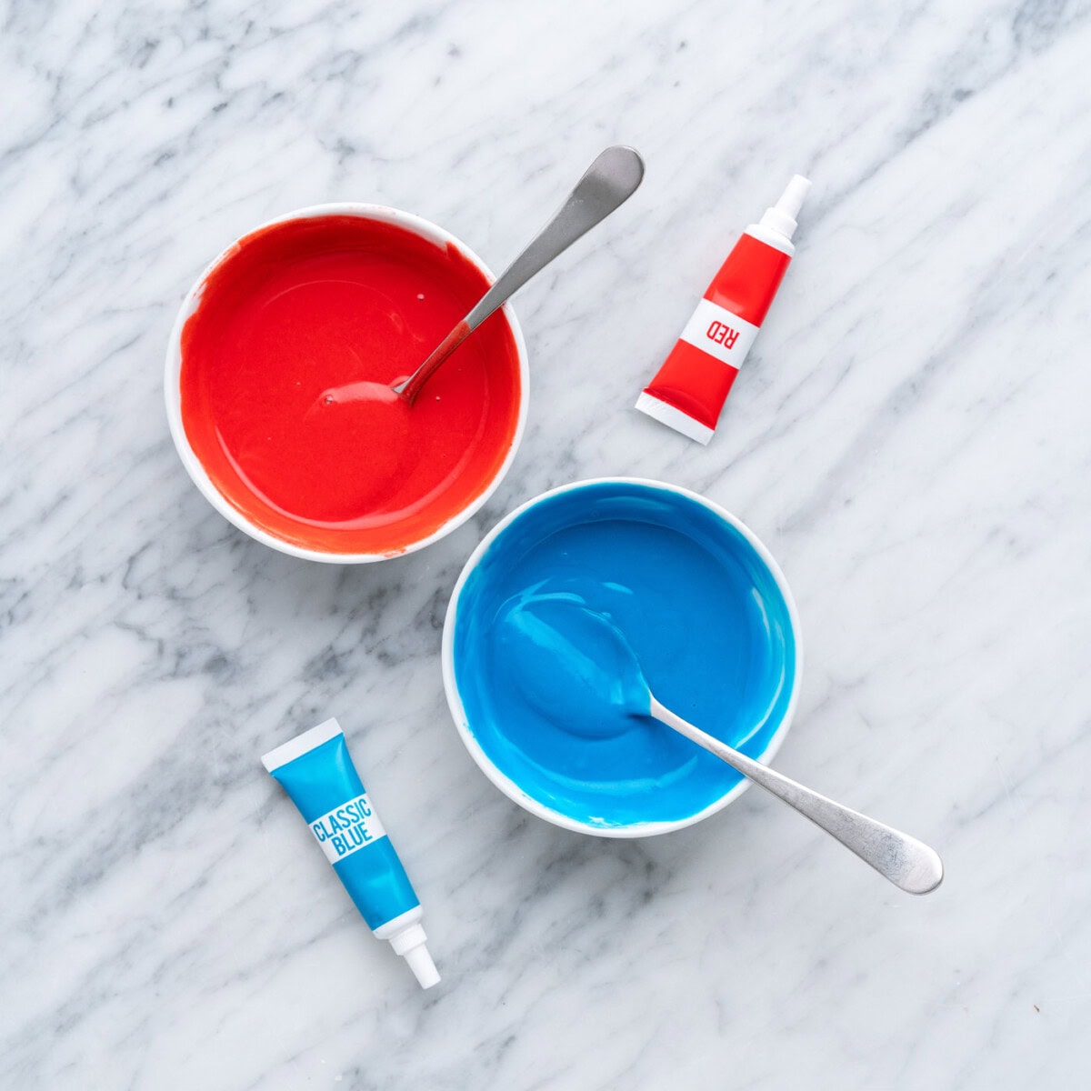 red and blue tinted chocolate
