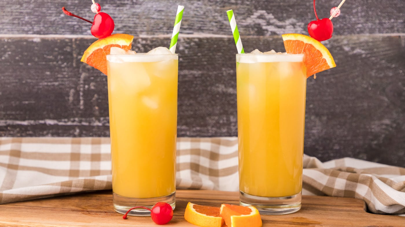 This skrew loose cocktail creates its own unique blend of coconut rum, orange juice, pineapple juice