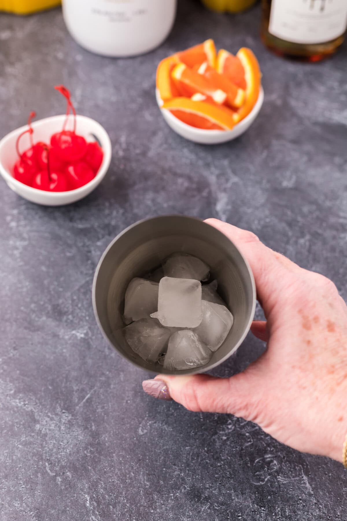 cocktail shaker with ice