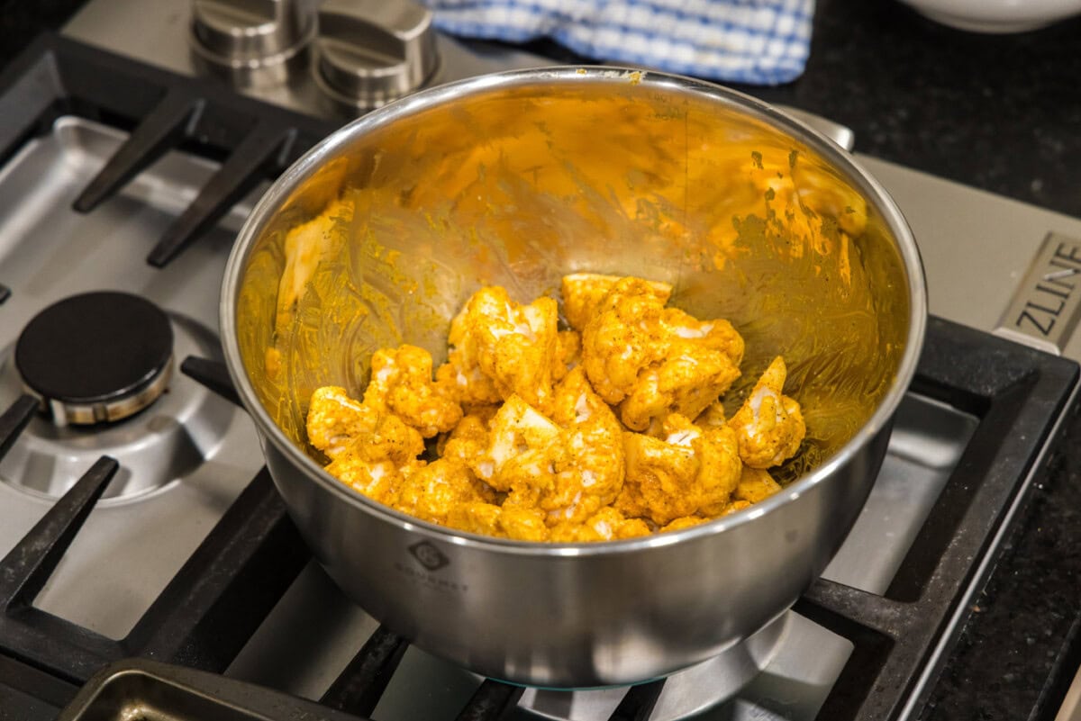cauliflower tossed with a spice rub