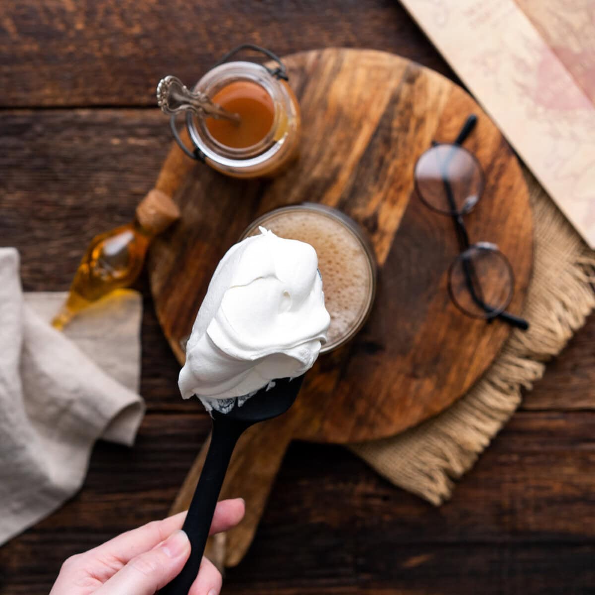 dollop of whipped cream over butterbeer