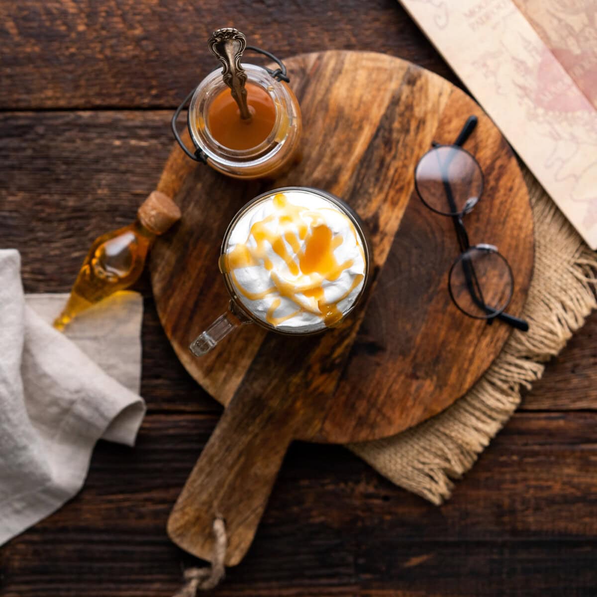 overhead process of finished butterbeer