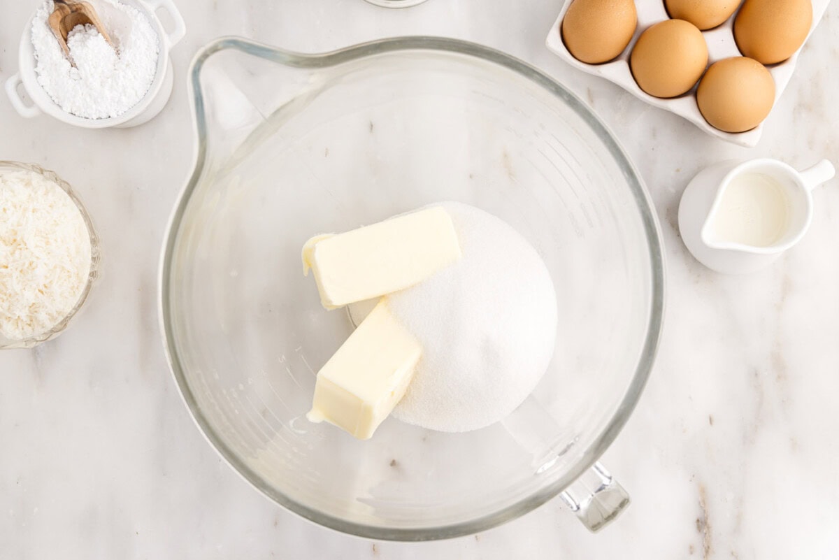 butter and sugar in a bowl