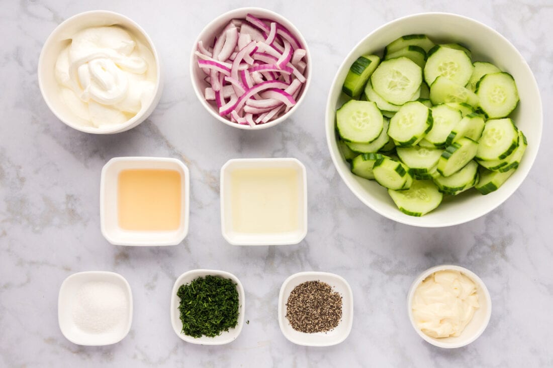 Ingredients for Creamy Cucumber Salad