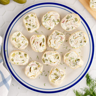 Dill Pickle Pinwheels on a plate