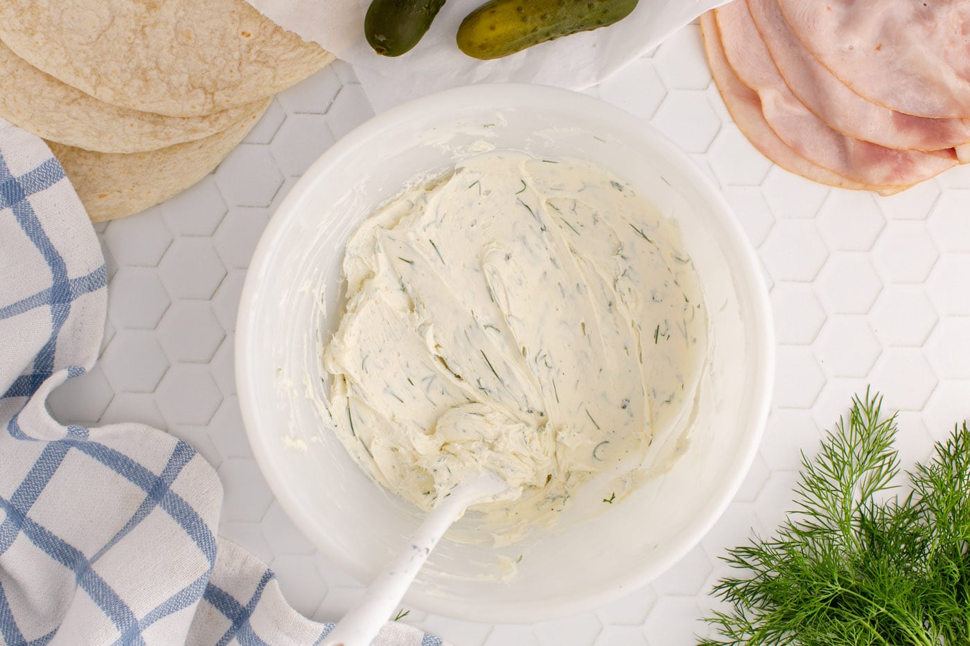 cream cheese mixed with fresh dill