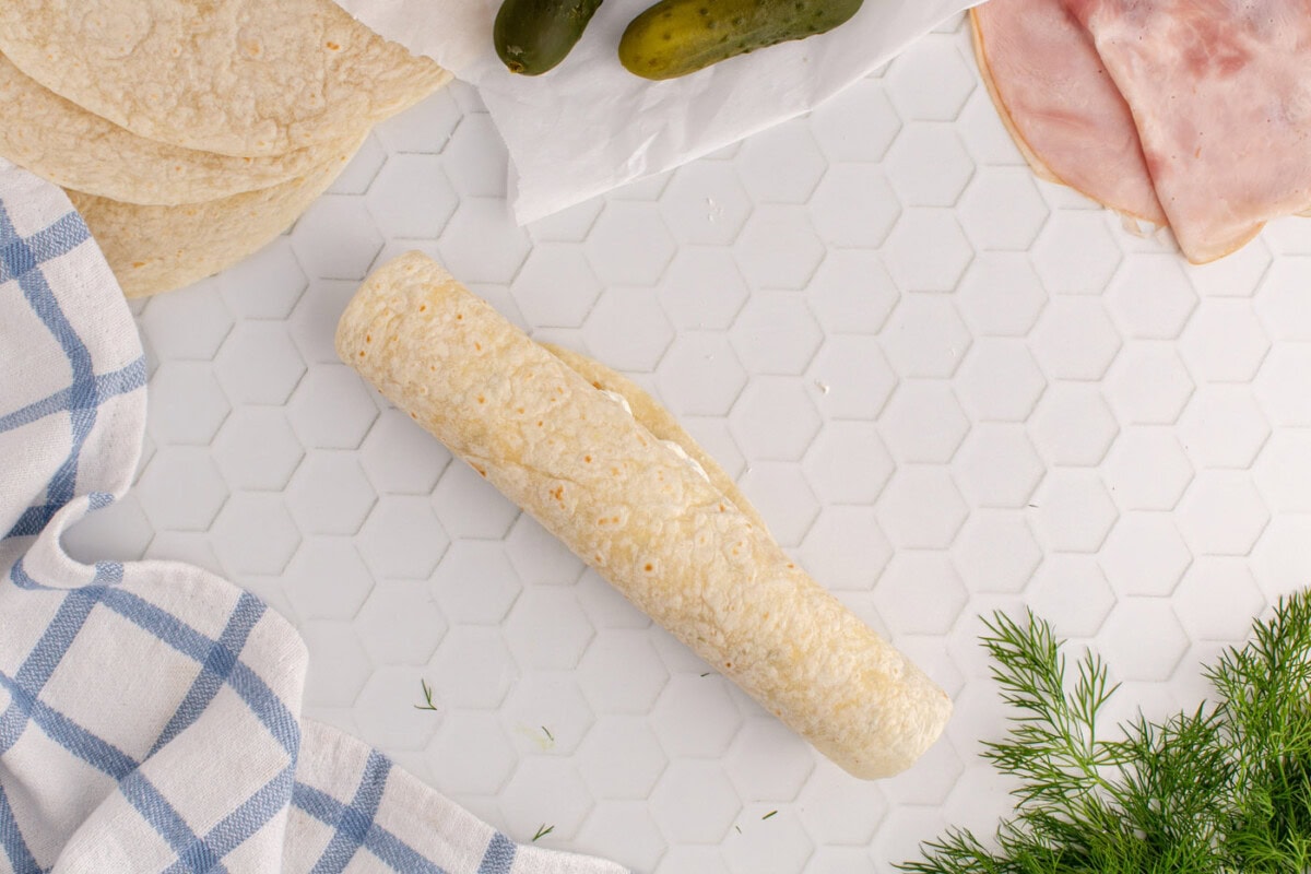 dill pickle roll up in a tortilla