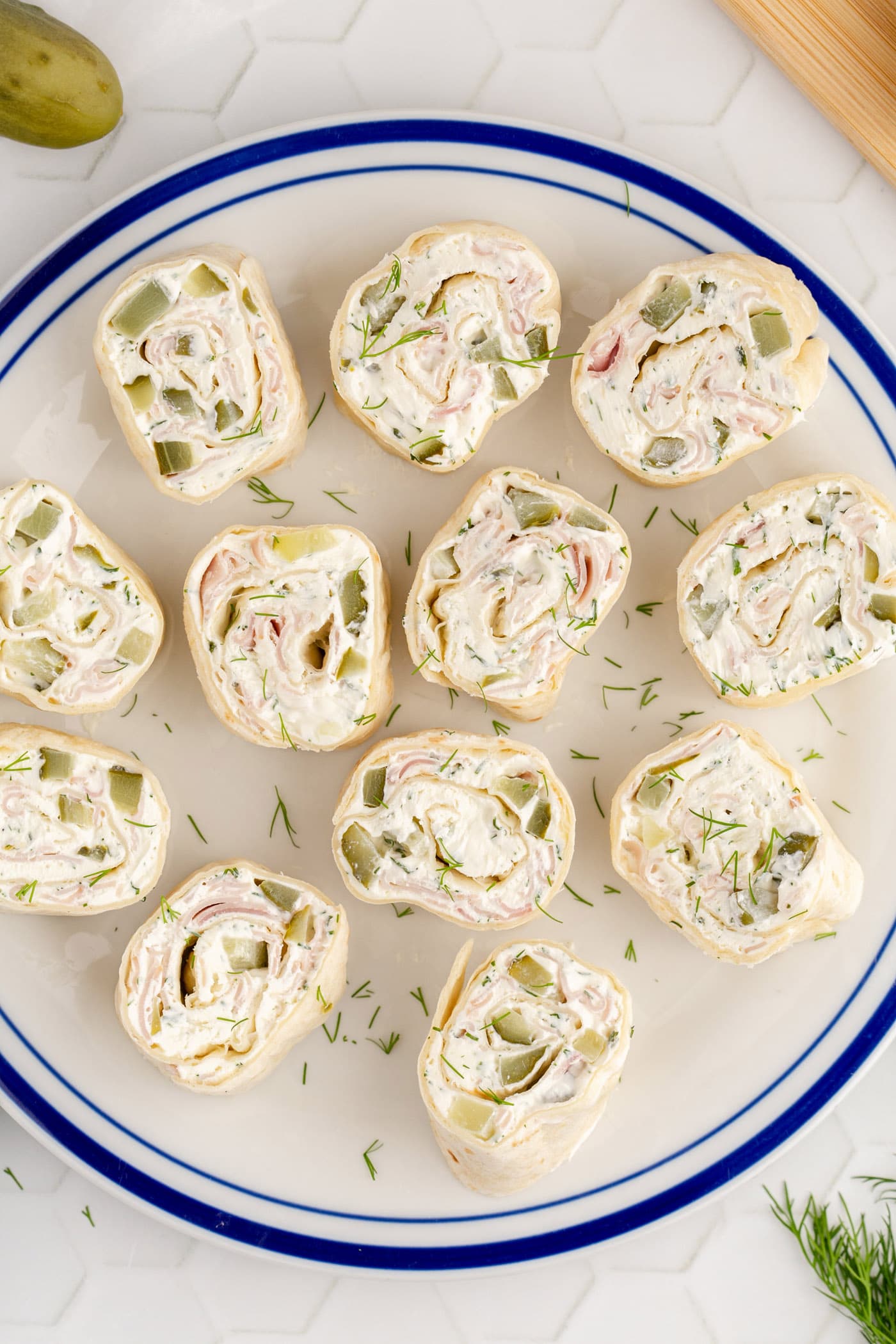 Dill Pickle Pinwheels - Amanda's Cookin' - Apps & Finger Foods