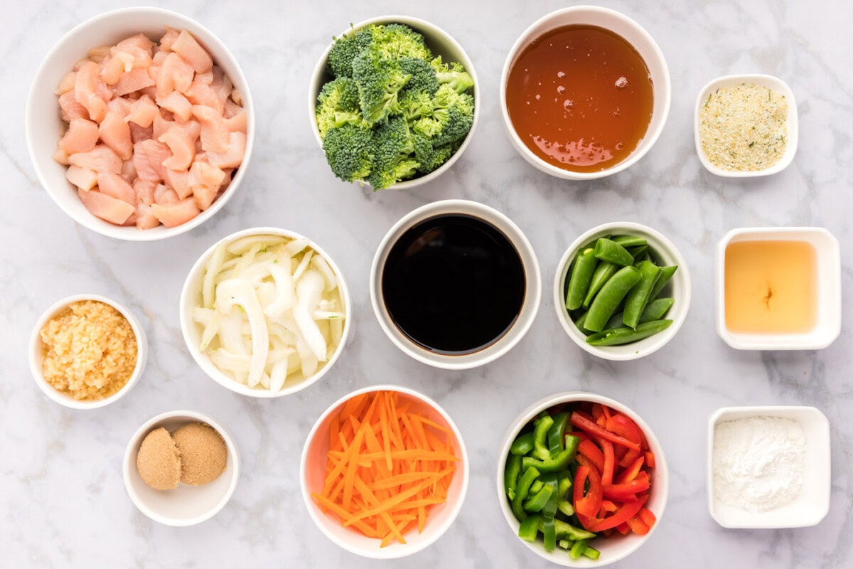 Ingredients for Honey Garlic Chicken Stir Fry