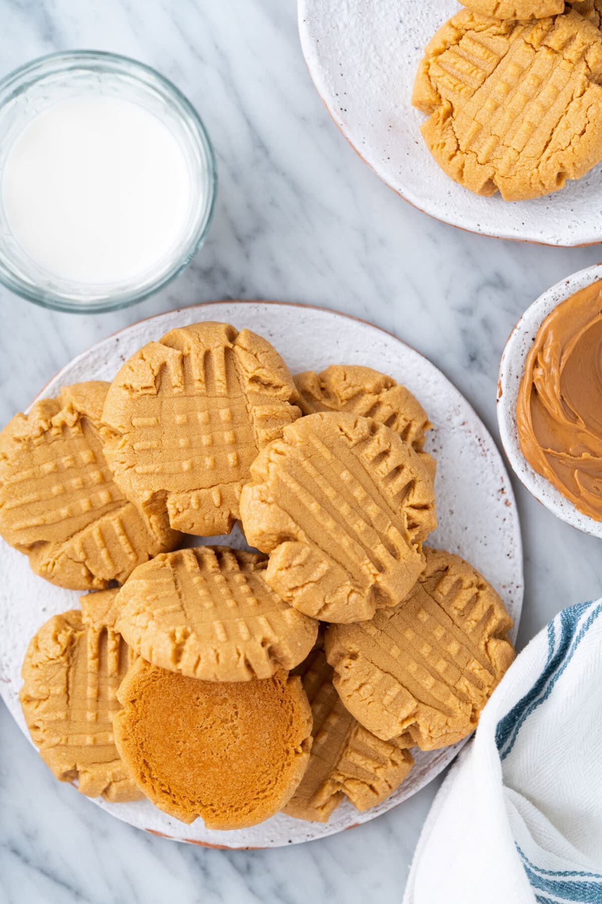 Overhead photo of a plate of Peanut Butter Cake Mix Cookies