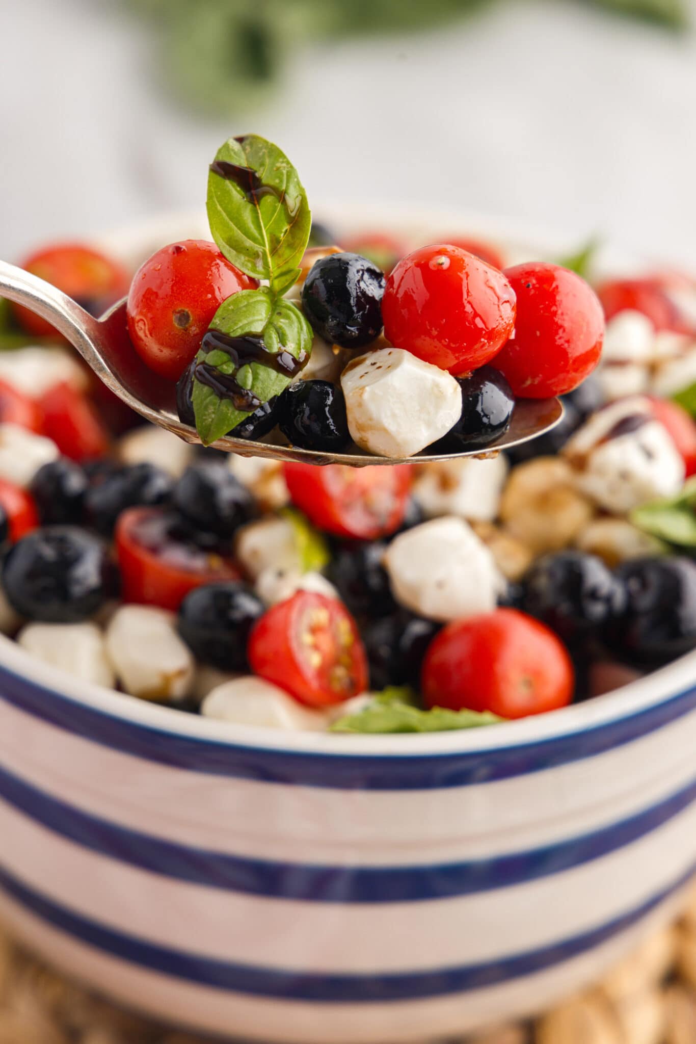 Red, White & Blue Caprese Salad - Amanda's Cookin' - Patriotic