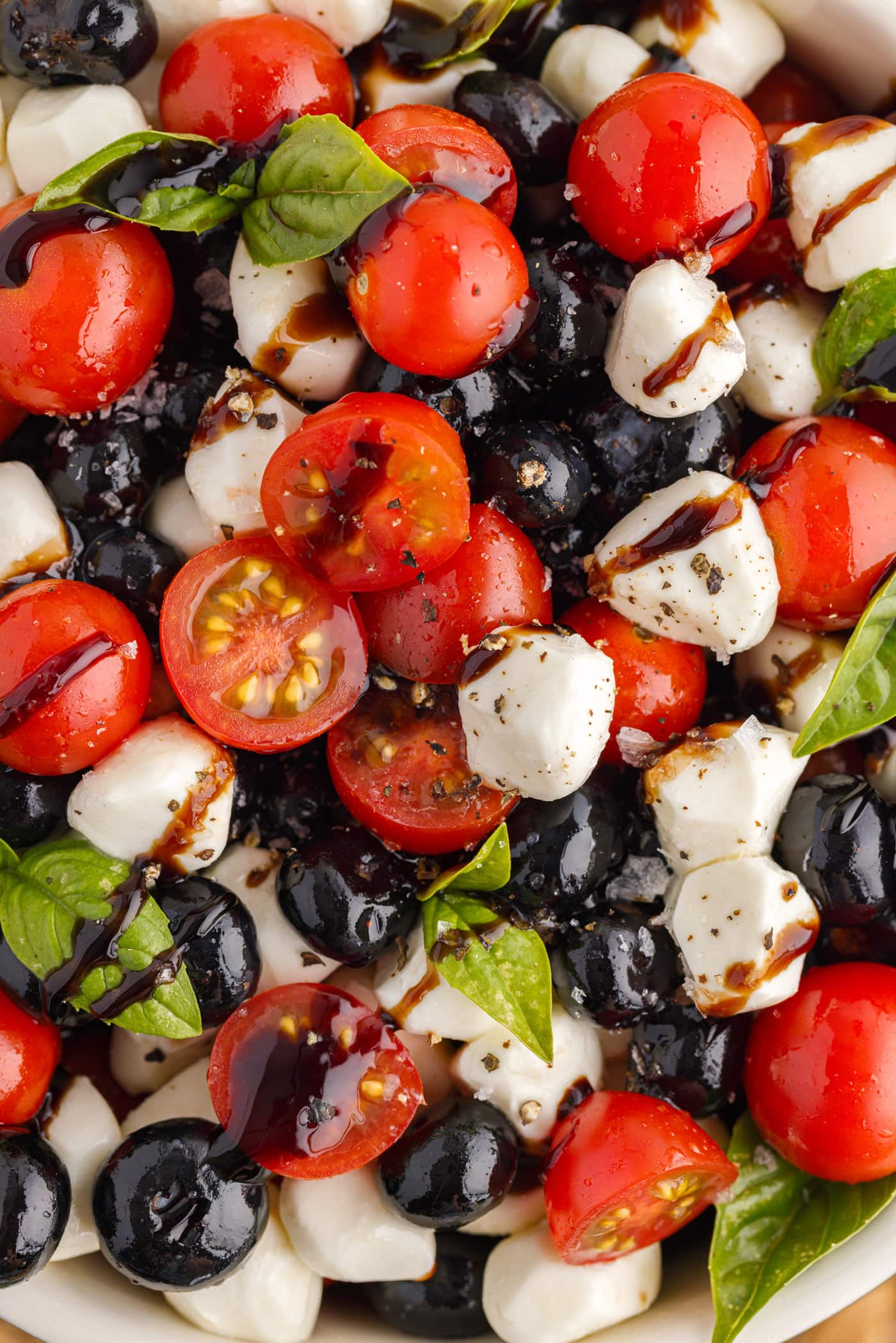 Red, White & Blue Caprese Salad - Amanda's Cookin' - Patriotic