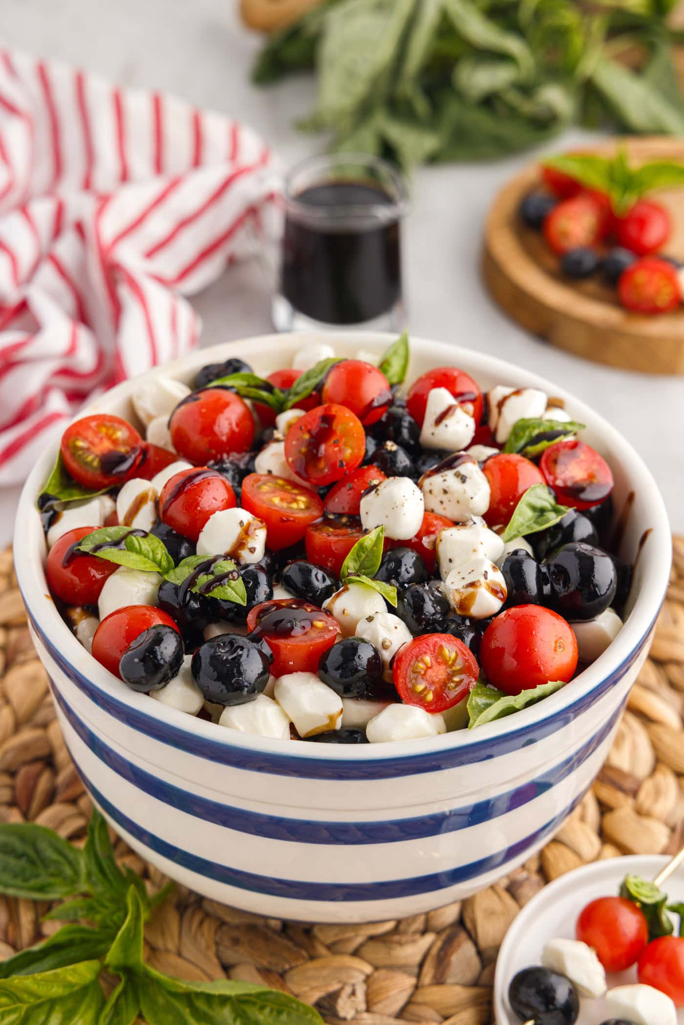 Red, White & Blue Caprese Salad - Amanda's Cookin' - Patriotic