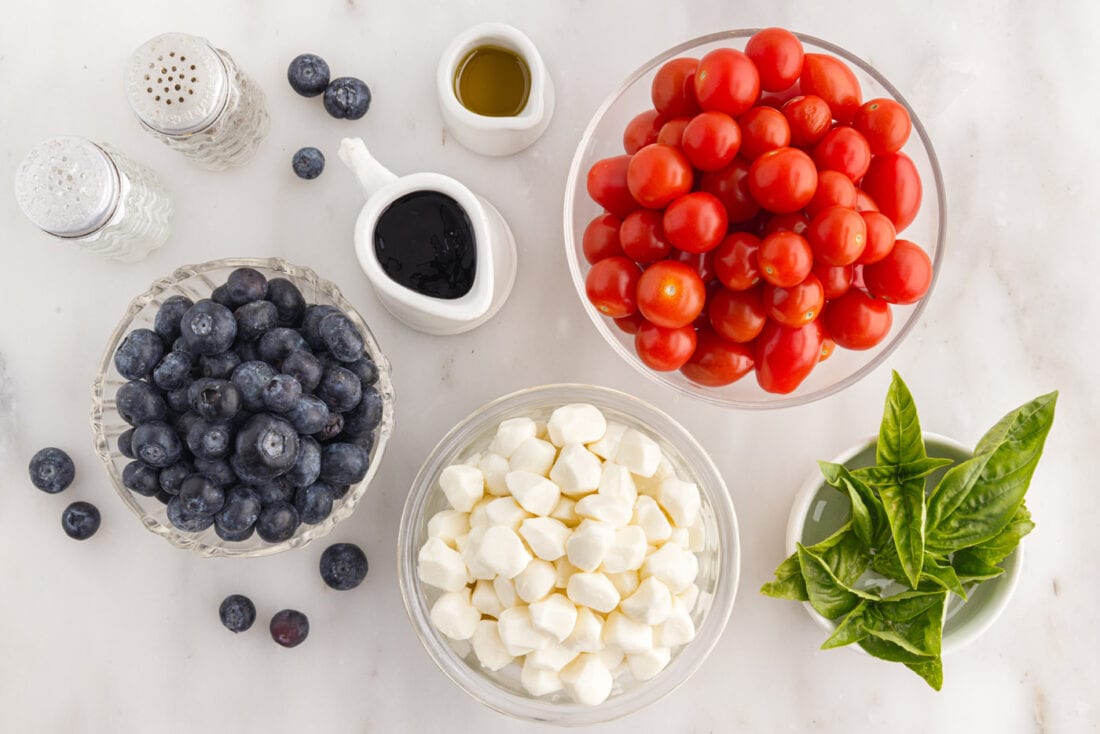 Ingredients for Red, White & Blue Caprese Salad