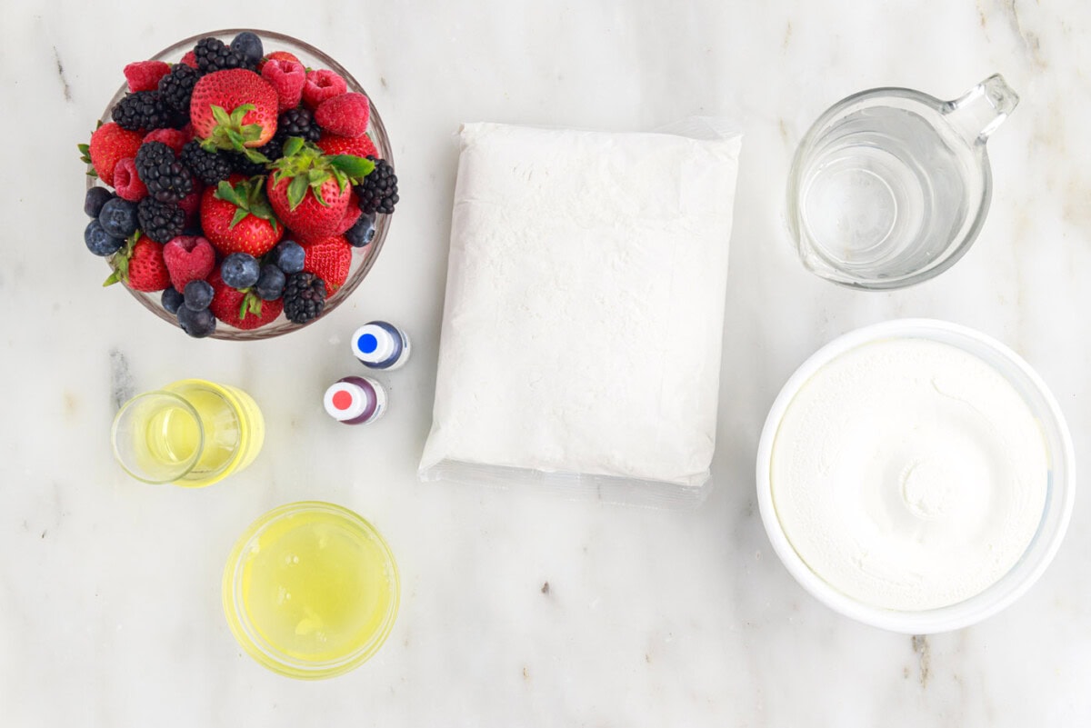 Ingredients for Red White and Blue Marble Cake