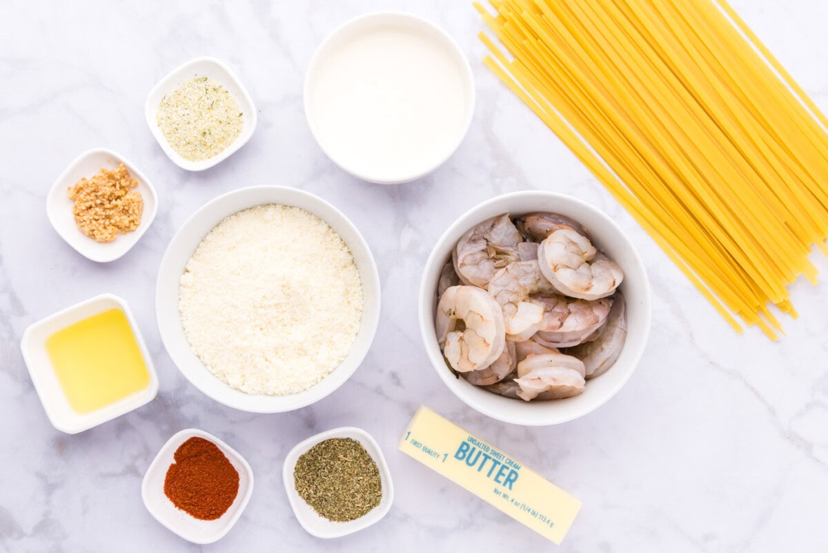 Ingredients for Shrimp Alfredo