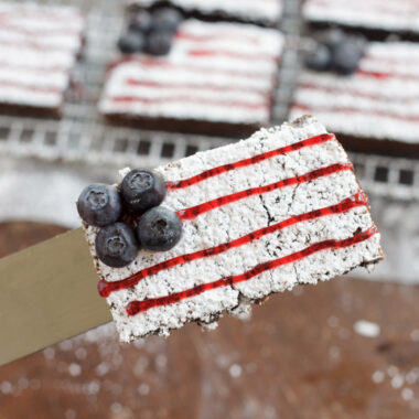 American Flag Brownie on a spatula