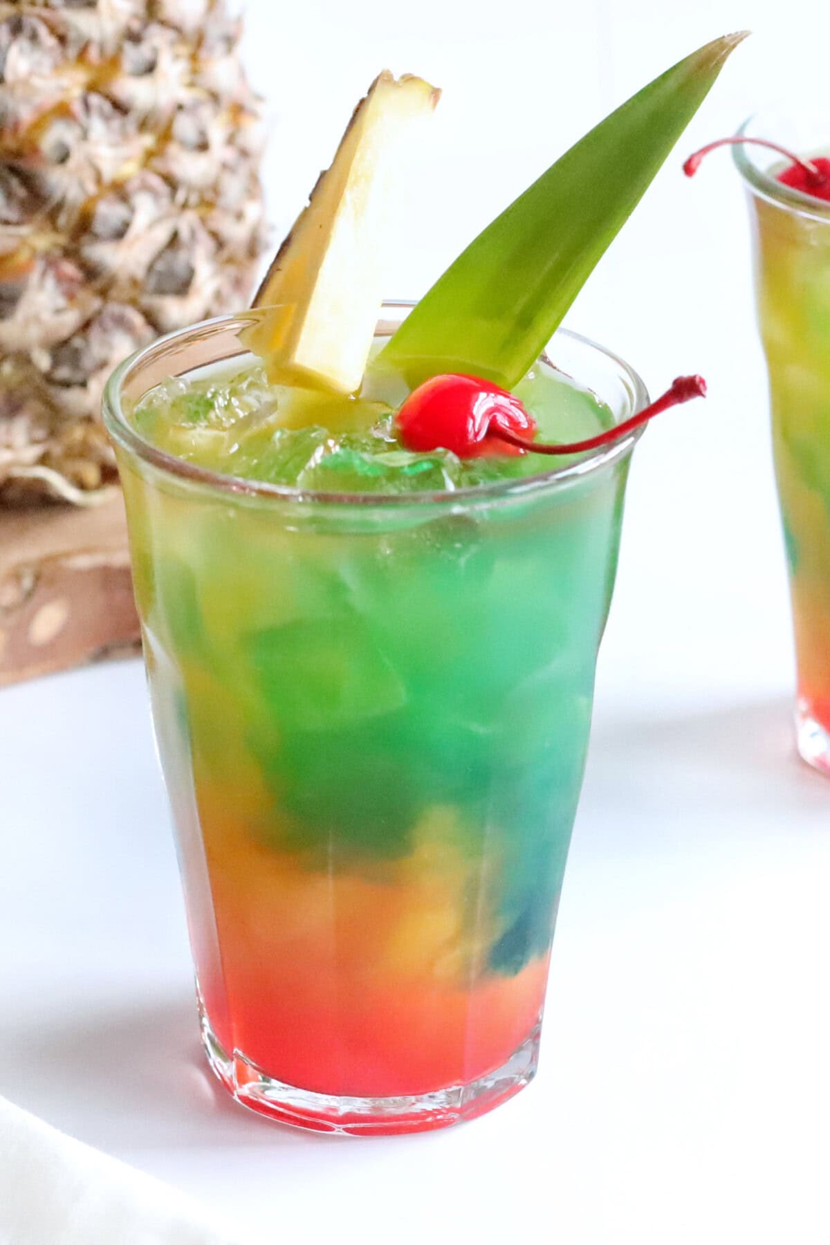 Close up photo of a Blue Hawaiian Mai Tai