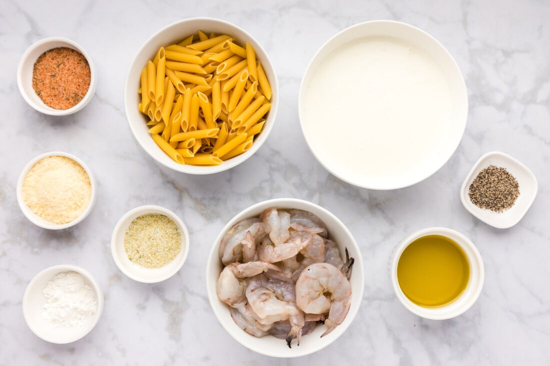 Ingredients for Cajun Shrimp Pasta