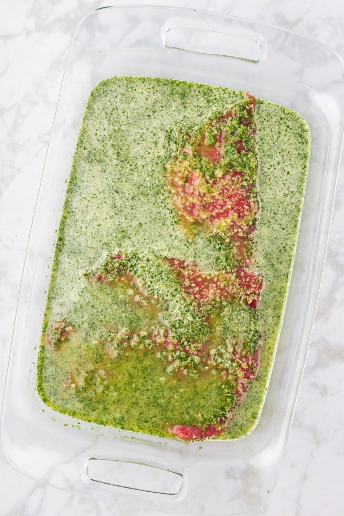 Carne Asada Marinade in a 13x9 dish
