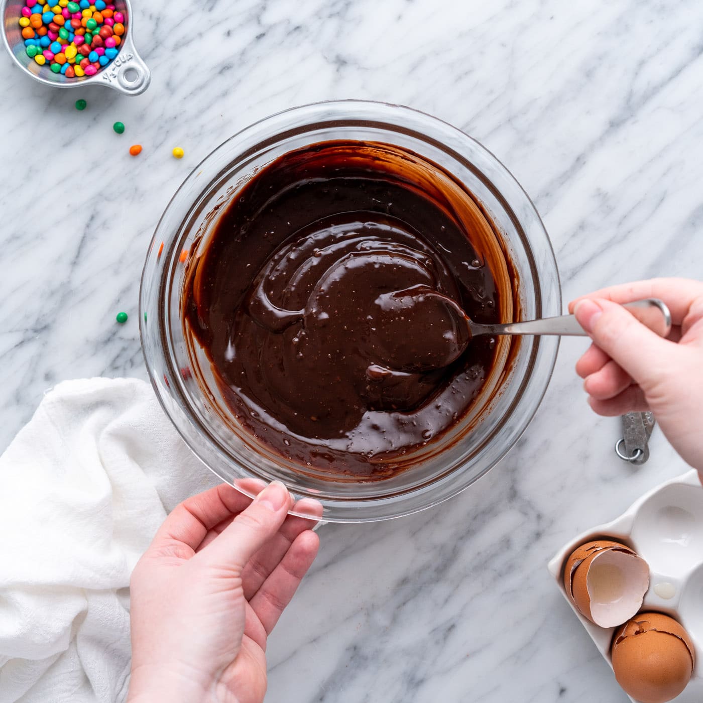 silky ganache topping in a bowl