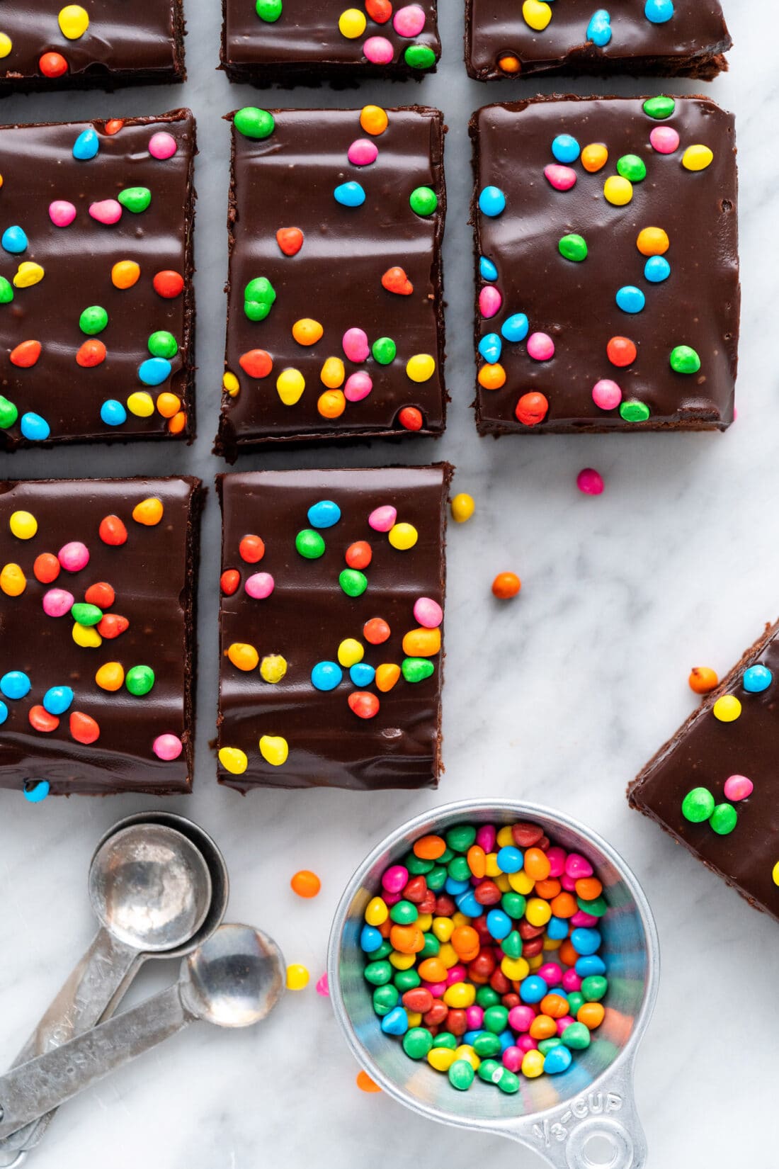 Cosmic Brownies cut into squares