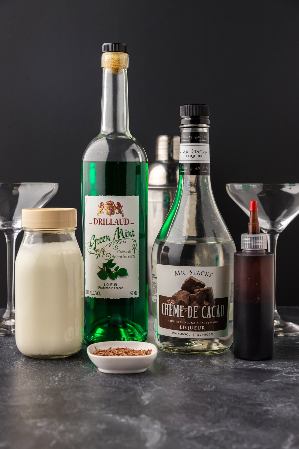 Ingredients for Grasshopper Drink