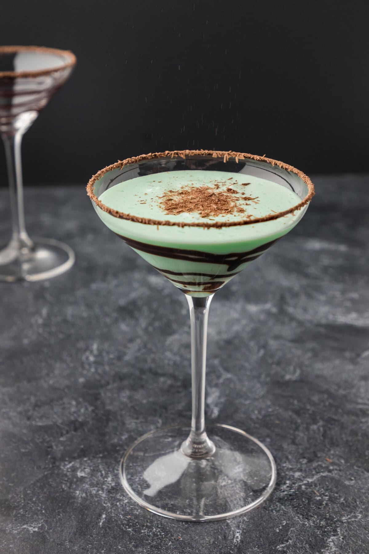 shaved chocolate grasshopper garnish