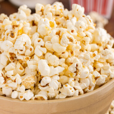 Close up photo of a bowl of Kettle Corn