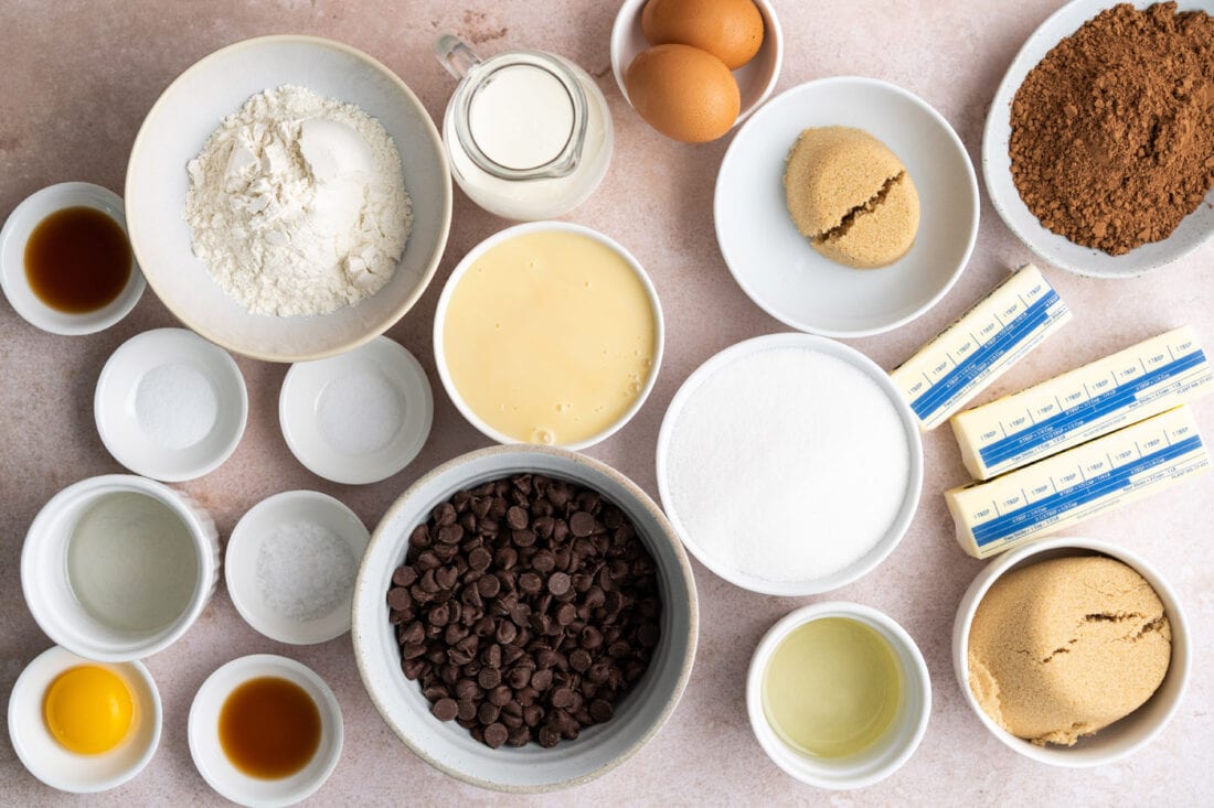 Ingredients for Millionaire Brownies