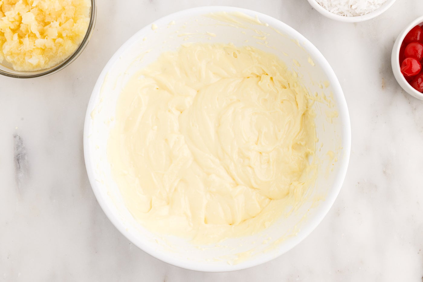 cream cheese pudding mixture in a bowl
