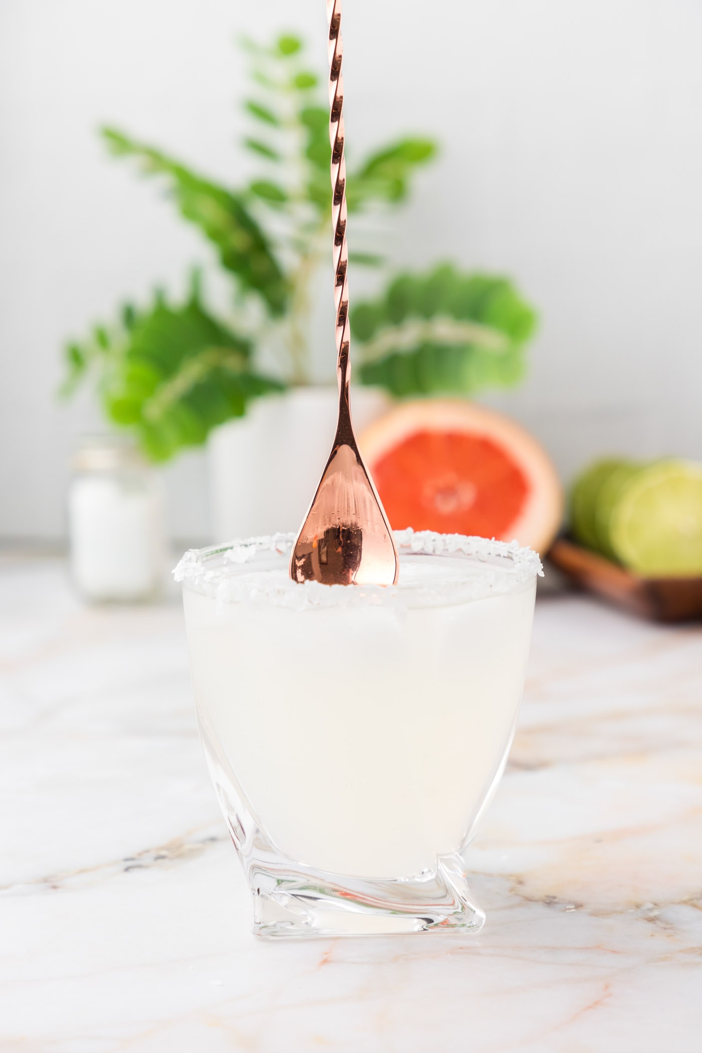 cocktail spoon stirring paloma drink