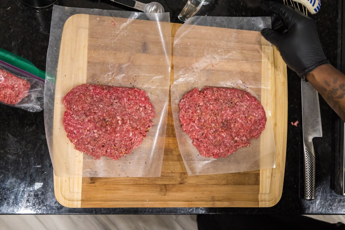 burger patties seasoned with Montreal steak seasoning
