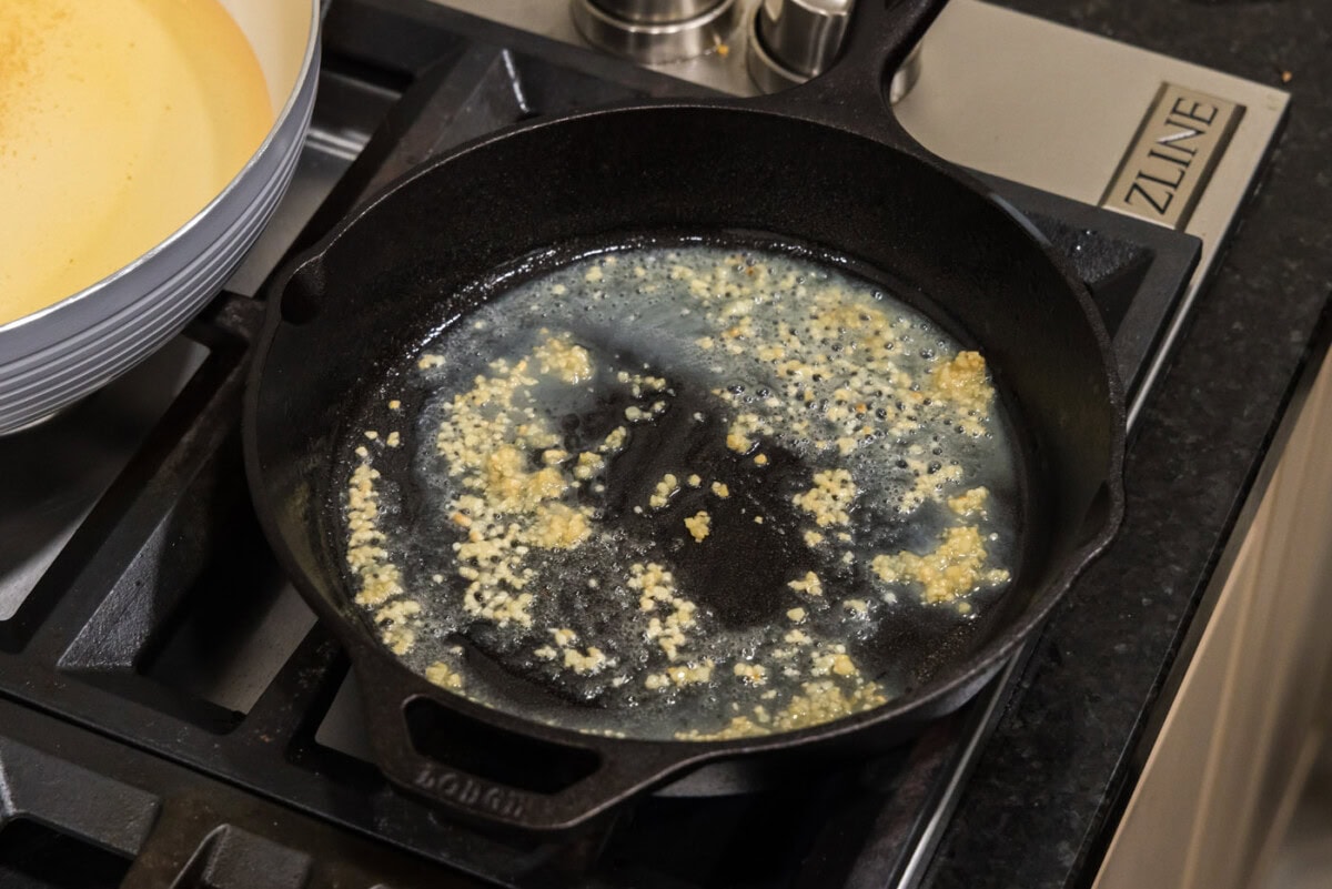 garlic in a skillet with butter
