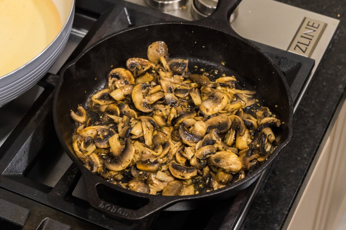 easy sauteed mushrooms in a skillet