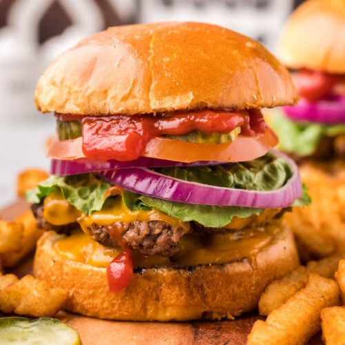 Smash Burger on a platter