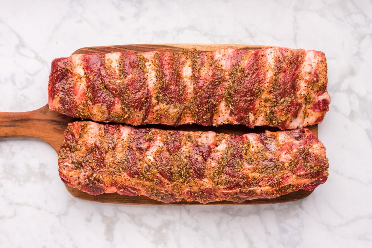 beef back ribs rubbed with oil and seasonings
