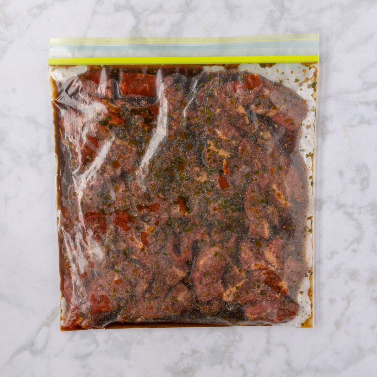 marinating flank steak strips