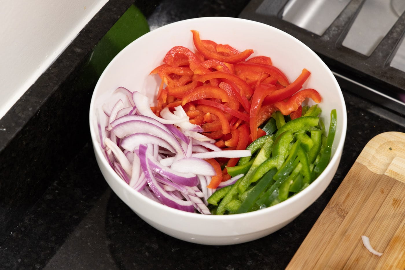 fajita veggies in a bowl
