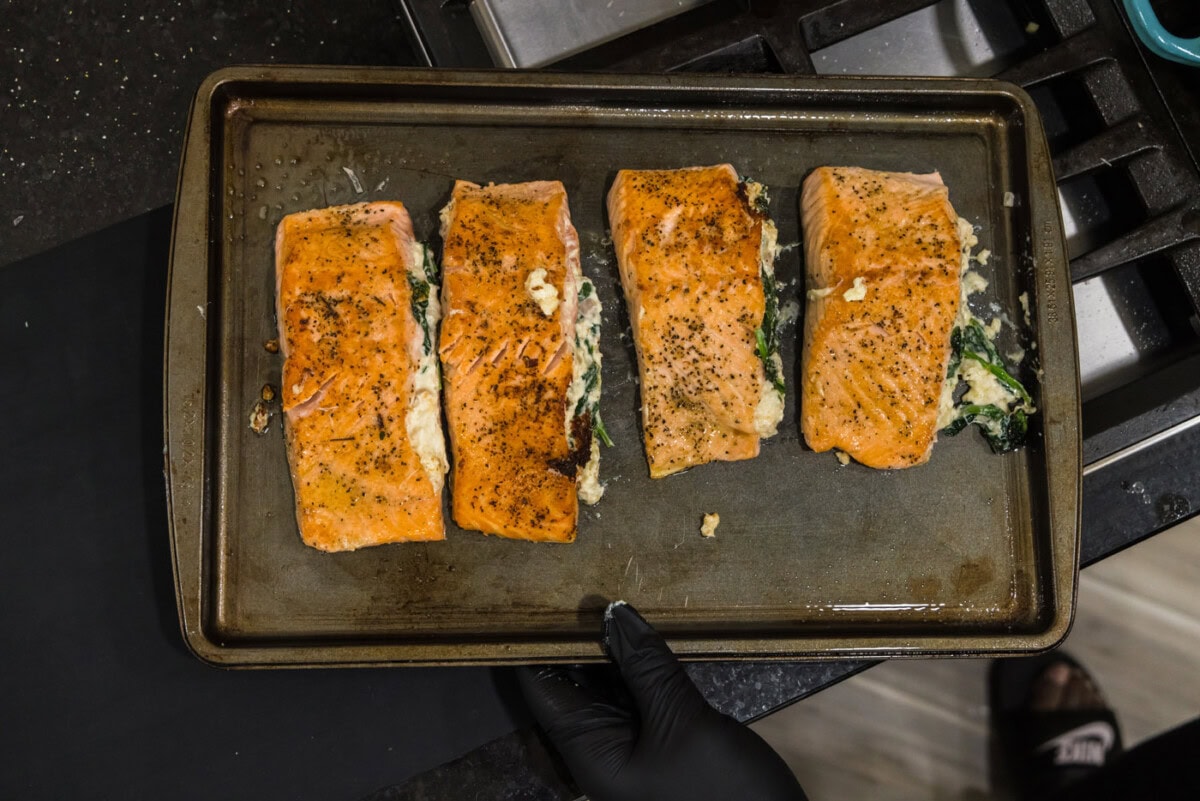 baked stuffed salmon with crab meat